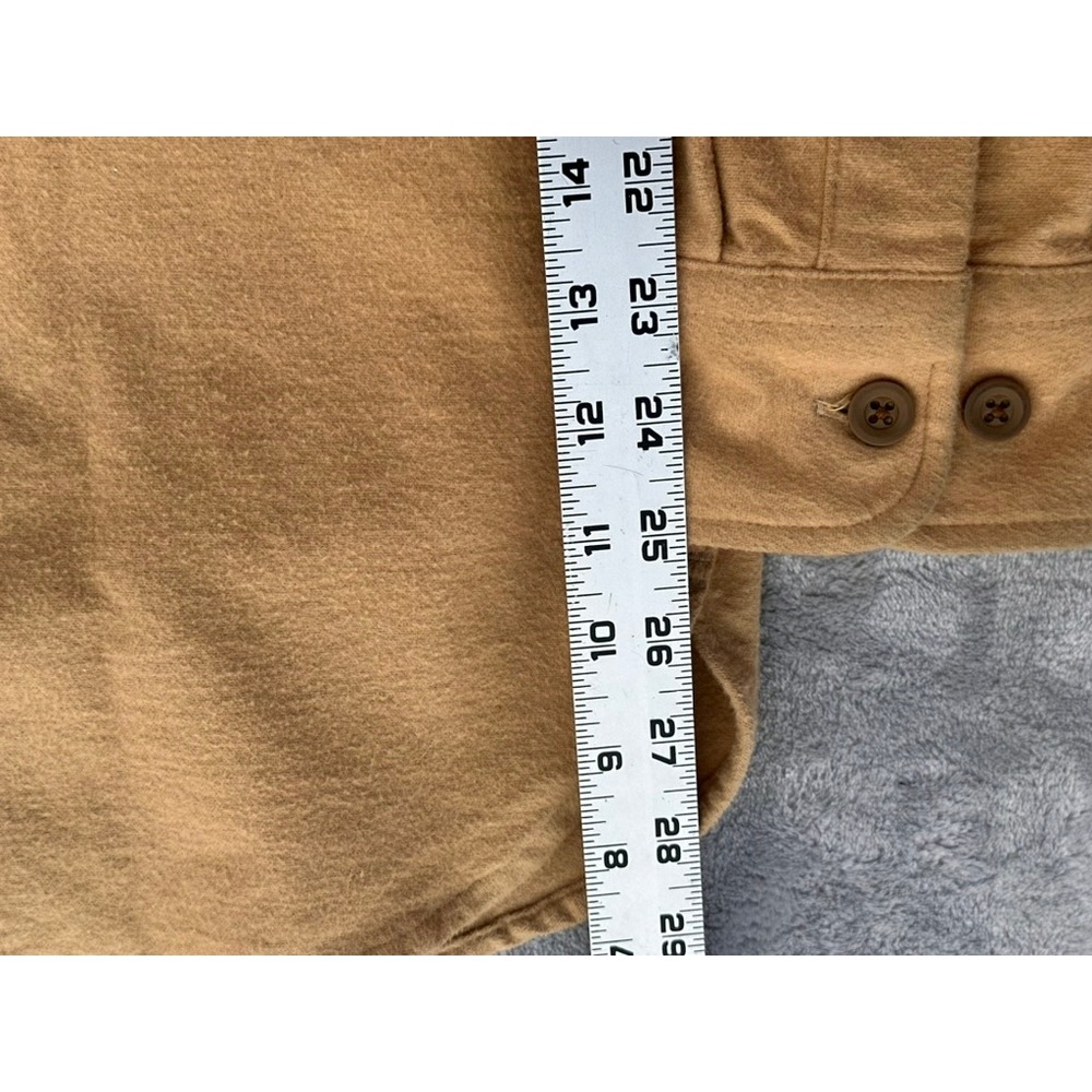 LL Bean Mens Chamois Cloth Shirt Large Tall Tan Cotton Heavy Flannel 0MT04 - Picture 5 of 8